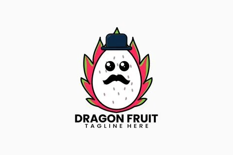 Flat modern template mister dragon fruit logo Stock Illustration