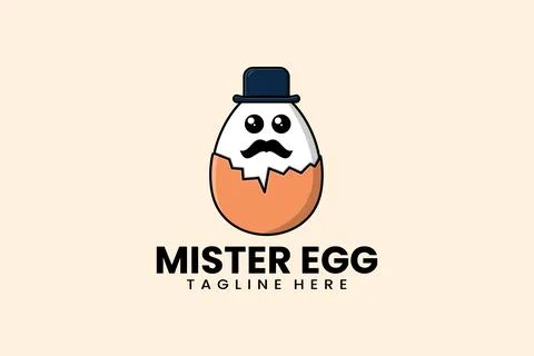 Flat modern template mister egg logo Stock Illustration