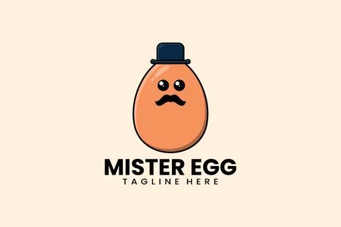Flat modern template mister egg logo Stock Illustration
