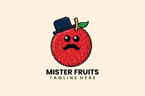 Flat modern template mister lychee fruits logo Ilustração Stock