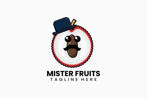 Flat modern template mister lychee fruits logo Ilustração Stock