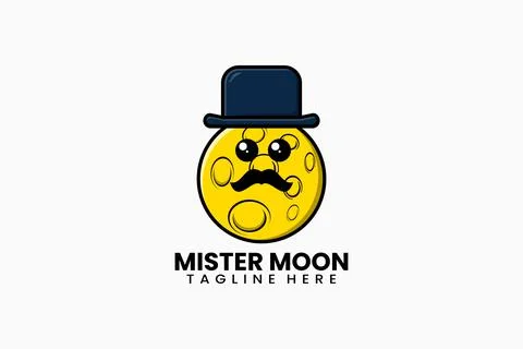 Flat modern template mister moon logo Stock Illustration