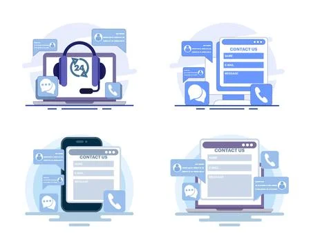 Flat modern vector illustration set of customer support Stock Illustration