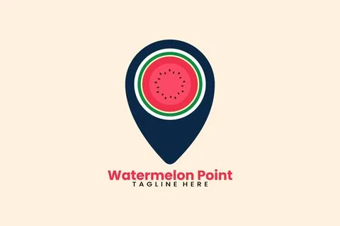 Flat modern watermelon pin point logo Stock Illustration