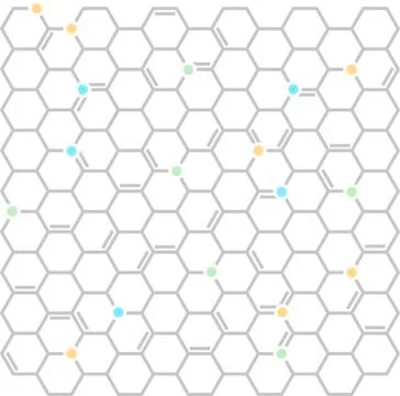 Flat molecular background in soft colors. Geometric and regular. Stock Illustration