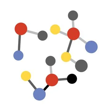 Flat Molecular Network Structure with Colorful Nodes for Science 스톡 일러스트