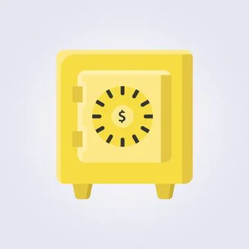 Flat money safe box icon logo vector illustration design, money bunker illu.. Stock Illustration