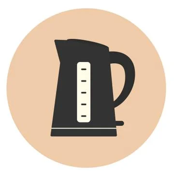 Flat monochrome kettle icon, kitchen appliance Stock Illustration