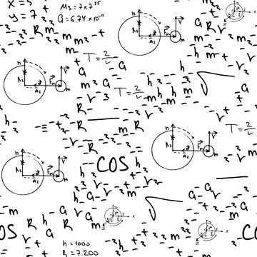 Flat monochrome vector seamless mathematical motif pattern. Stock Illustration