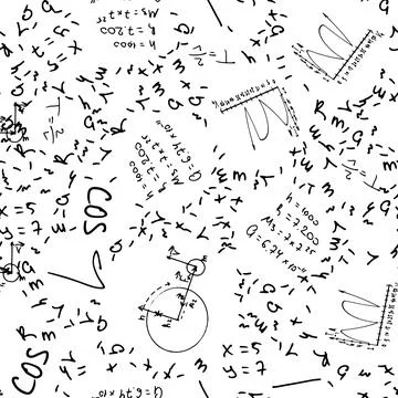 Flat monochrome vector seamless mathematical motif pattern. Stock Illustration