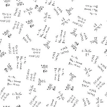 Flat monochrome vector seamless mathematical motif pattern. Illustrazione stock