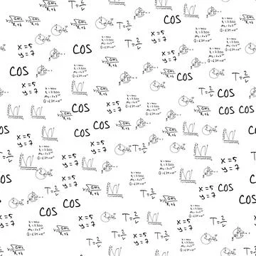 Flat monochrome vector seamless mathematical motif pattern. 스톡 일러스트