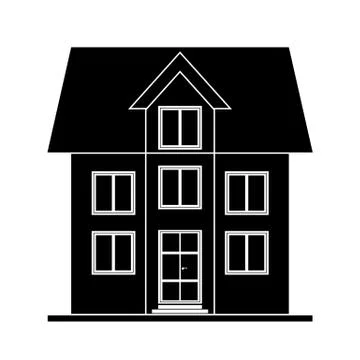 Flat monophonic image of a two-storey country house Stock Illustration