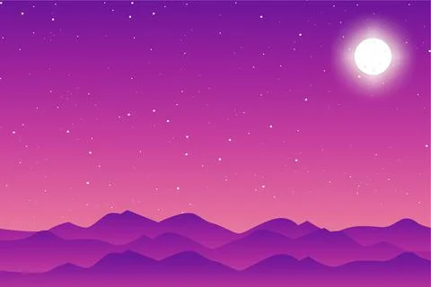 Flat moon and stars vector background Stock Illustration