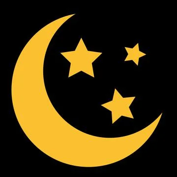Flat moon icon with three yellow stars Stockillustratie