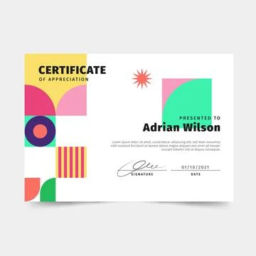 Flat mosaic certificate template Stock Illustration