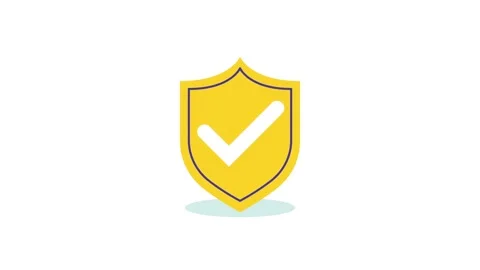 Flat motion animation of yellow shield icon with white checkmark on white b.. Stock Footage 338987731