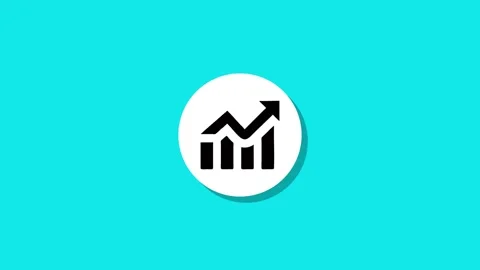 Flat motion design animation of financial bar graph with arrow pointing upw.. Video stock 327762890