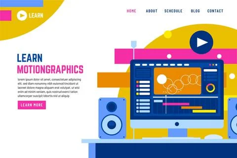 Flat motiongraphics landing page template Stock Illustration