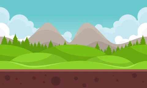 Flat Mountain Game Background Stock Illustration