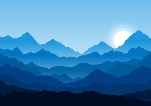 Flat mountain  landscape Stock Illustration