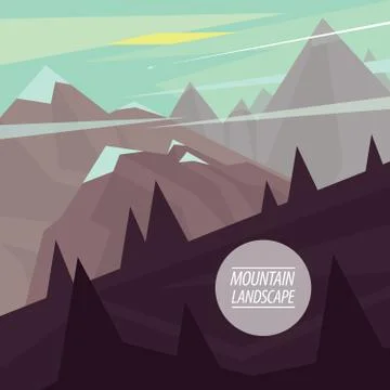 Flat mountain landscape with steep slopes Stock Illustration