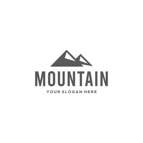 Flat MOUNTAIN silhouette triangle Logo design Stock Illustration