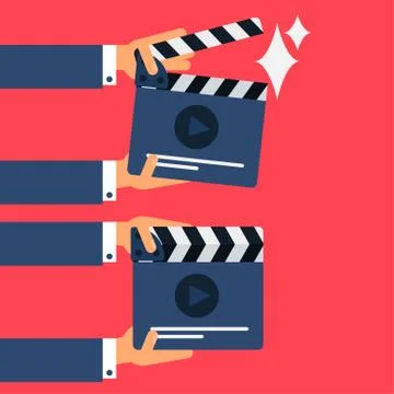 Flat movie clapperboard Stock-Illustration