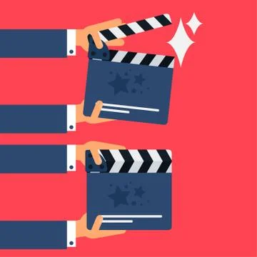 Flat movie clapperboard Stock Illustration