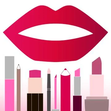 Flat multicolored lipsticks Stock Illustration