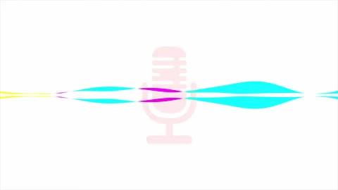 Flat Multicolored Sound Wave with Microphone Icon on White Background Animation 库存影片 330622659