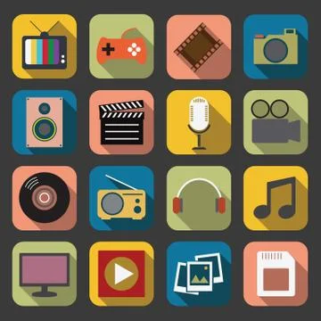 Flat multimedia icon Stock Illustration