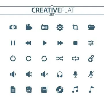 Flat multimedia icons Stock Illustration