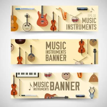 Flat music instruments background concept. Vector illustrator Stock Illustration