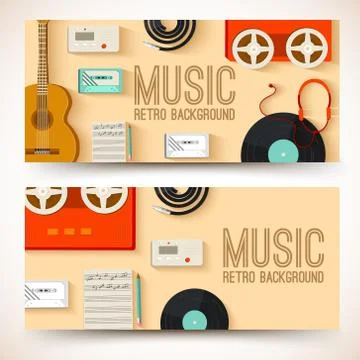 Flat music instruments background concept. Vector illustrator Stock Illustration