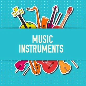 Flat music instruments background concept. Vector illustrator Stock Illustration