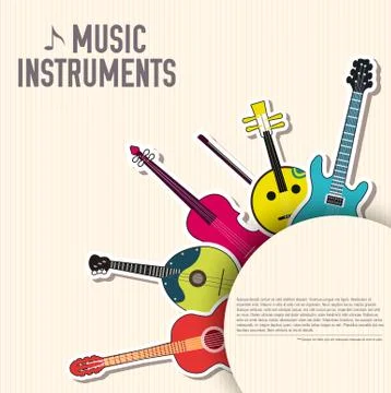 Flat music instruments background concept. Vector illustrator Stock Illustration