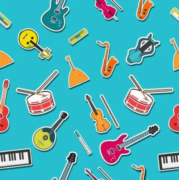 Flat music instruments background concept. Vector illustrator Stock Illustration