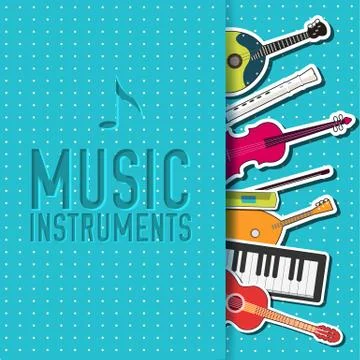 Flat music instruments background concept. Vector illustrator Stock Illustration