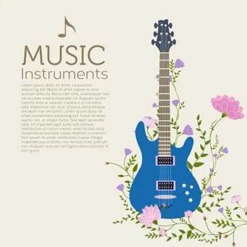Flat music instruments background concept. Vector illustrator Stock Illustration