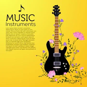 Flat music instruments background concept. Vector illustrator Stock Illustration