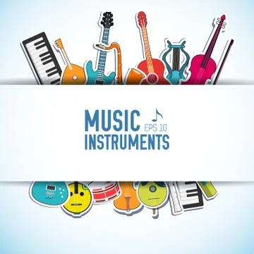 Flat music instruments background concept. Vector illustrator Stock Illustration