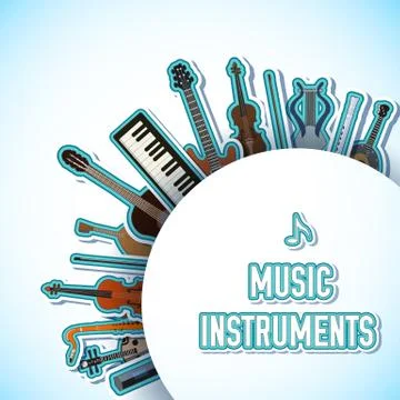 Flat music instruments background concept. Vector illustrator Stock Illustration
