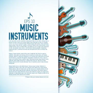 Flat music instruments background concept. Vector illustrator Stock Illustration