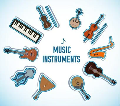 Flat music instruments background concept. Vector illustrator Illustrazione stock
