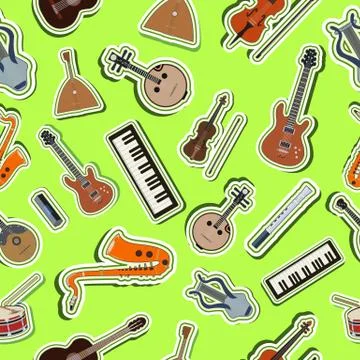 Flat music instruments background concept. Vector illustrator Stock Illustration