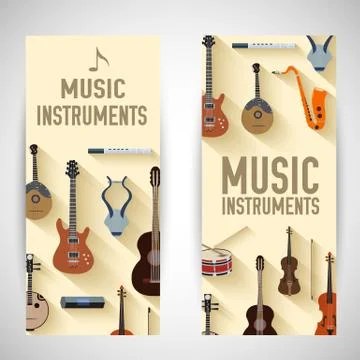 Flat music instruments banners concept. Vector illustrator desig Illustrazione stock