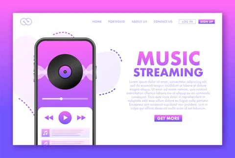 Flat music streaming. Vector abstract illustration. Abstract background Stock Illustration