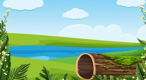 A flat nature landscape Stock Illustration