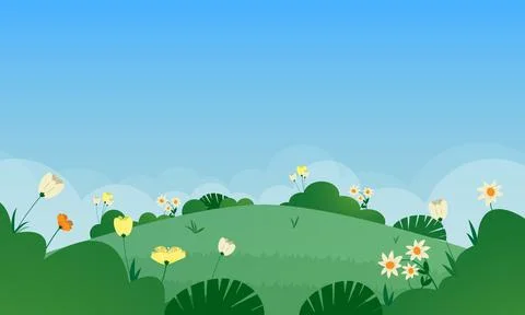 Flat Nature Spring Landscape Illustration Stock Illustration